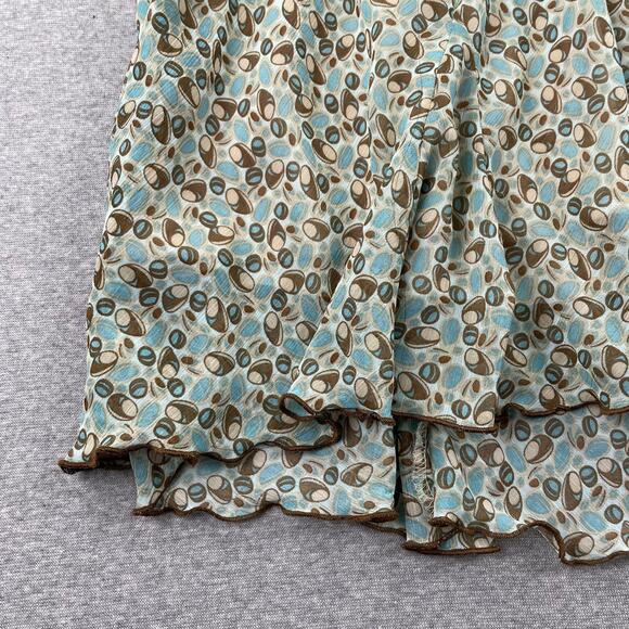 Vintage Dressbarn Y2K Midi Skirt 14/16 Teal Brown Funky Retro Flare Hem Fairy - Picture 9 of 13